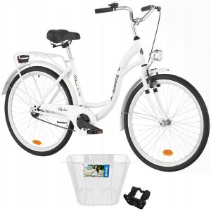 Rower miejski INDIANA Moena 26 cali damski Biały + Koszyk